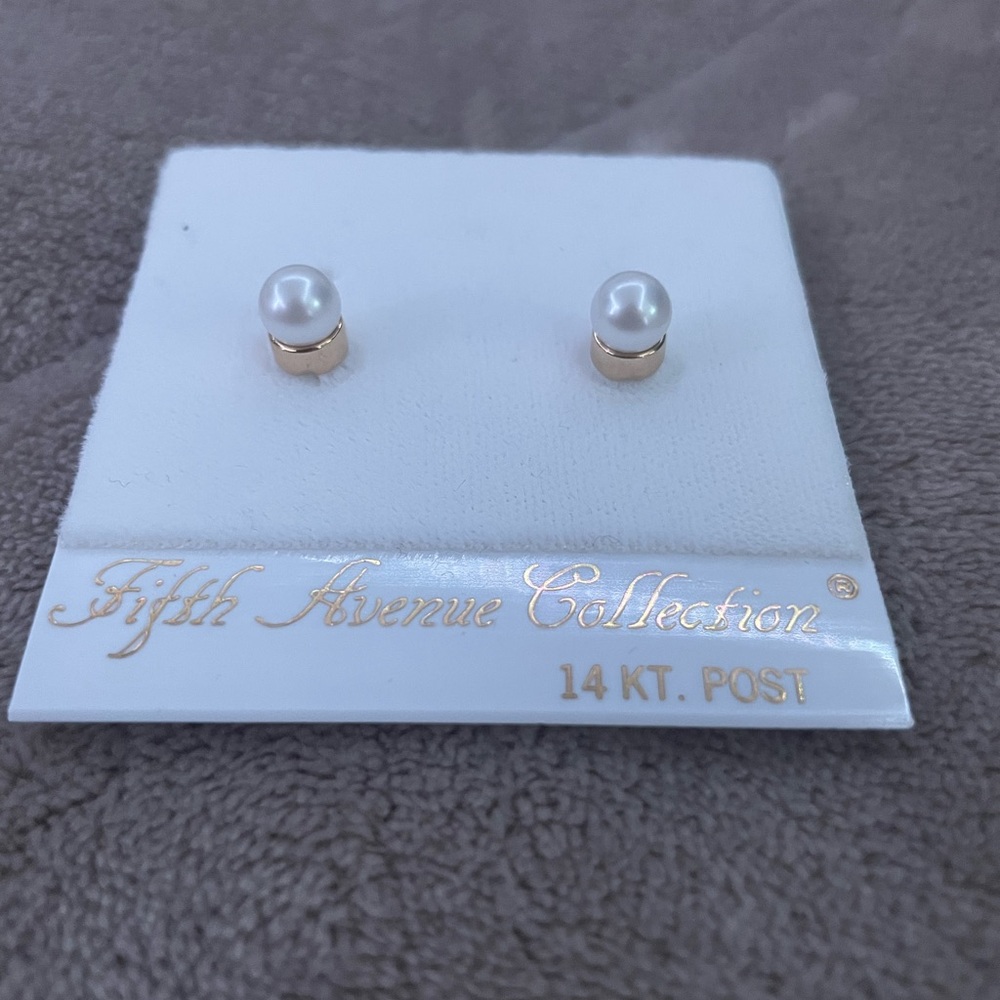 Gold and White Pearl Earrings